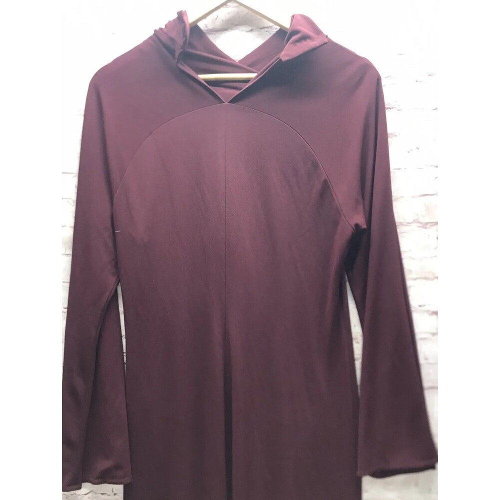 Adrianna Women's Midi Dress Size 10 Burgundy Mock Drape Neck Long Sleeve